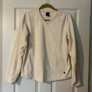 REI Womens Fleece V Neck Pullover in Cream White Size Large